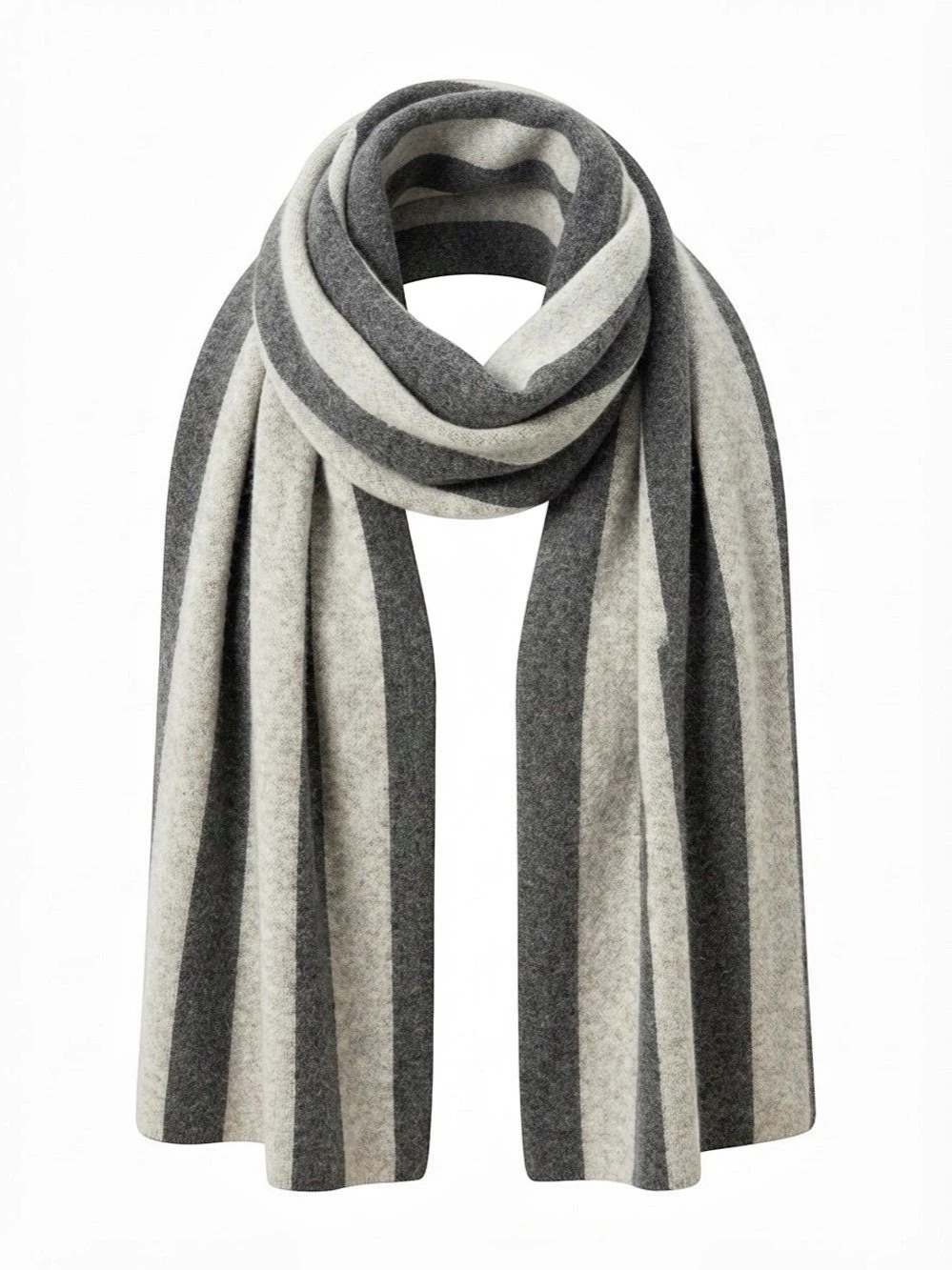 Everlane Striped Alpaca Blend Scarf in Gray & White